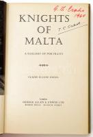 Engel, Claire Eliane: Knights Of Malta. A Gallery Of Portraits. London, 1963, George Allen &amp; Unwin. Angol nyelven. Kiadói aranyozott gerincű egészvászon-kötésben, címlapon tulajdonosi névbejegyzéssel, kissé kopott borítóval és gerinccel, jó állapotban.