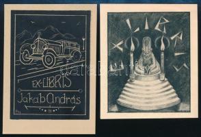 6 db különböző ex libris, vegyes technika, papír, jelzettek