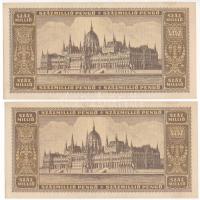 1946. 100.000.000P (2x) sorszámkövetők "P 116 052004 - P 116 052005" T:F folt
Adamo P27