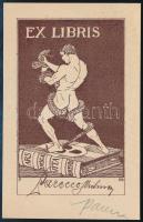 Parecco Vilmos (?-?): Ex libris, klisé, papír, jelzett, 11,5×7,5 cm