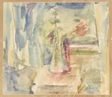 Jándi Zsuzsanna (1947-): Csendélet. Akvarell, papír, jelezve jobbra lent. Paszpartuban, 33×38 cm / Watercolour on paper, signed lower right, in passepartout.