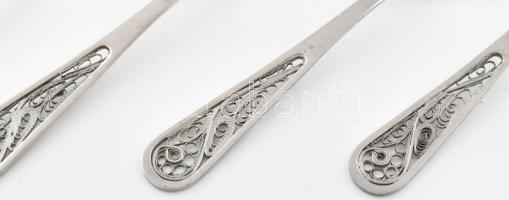 Kiskanál szett, filigrán díszítéssel, 6 db, h: 14 cm