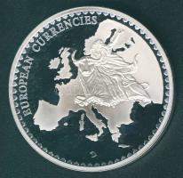 Olaszország DN "Európai valuták - Róma, Colosseum" Ag emlékérem 52,5g 1992-es aranyozott 5...