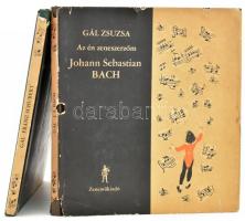 Gál Zsuzsa: Az én zeneszerzőm. 2 kötet: Johann Sebastian Bach.; Franz Schubert. Bp., 1968, Zeneműkiadó. Kiadói műbőr-kötés, sérült kiadói papír védőborítóban, az egyik kötet lemez-melléklettel.