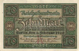 Német Birodalom / Weimari Köztársaság 1920. 10M (4x) egymás utáni ill. közeli sorszámokkal T:II+ egyszer hajtva, törve nem