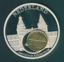 Hollandia DN "Európai valuták - Amszterdam, Rijksmuseum" Ag emlékérem 52,5g 1997-es aranyozott 25c-sel T:PP