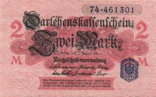 Német Birodalom / Császárság 1914. 2M (3x)kék pecséttel, kis ugrású sorszámokkal T:I