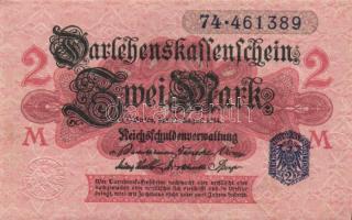 Német Birodalom / Császárság 1914. 2M (3x)kék pecséttel, egymás utáni sorszámokkal T:I