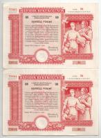 Budapest 1955. "Hatodik Békekölcsön" nyereménykötvénye 100Ft értékben (5x) sorszámkövetők ...