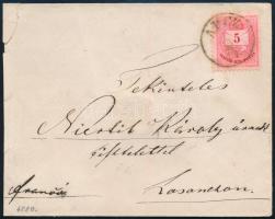 1880 5kr levélen / on cover "APCZ" - "LOSONCZ"