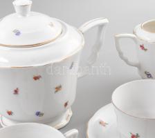 Zsolnay apróvirágos kávés készlet, hiányos, kopással, pattogzással, jelzett