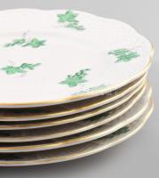 Herend zöld szőlőmintás süteményes készlet. Jelzett, hibátlan, d: 15-26 cm