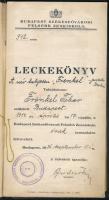 1936-1943 Budapest Székesfővárosi Felsőbb Zeneiskola leckekönyve, benne Sauerwald (Szathmári) Géza k...