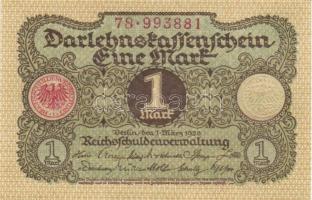 Német Birodalom / Weimari Köztársaság 1920. 1M (3x) egymás utáni sorszámokkal T:I