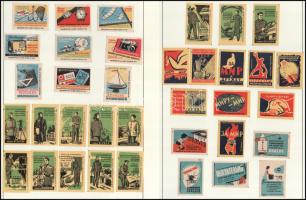 1950-1960 Gyufacímke gyűjtemény, benne 10 oldalon magyar és 4 oldalon szovjet címkék albumlapokon, l...