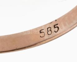 Arany (Au) 14K gyűrű apró kövekkel, 2 db, jelzett, egyik deformációval, bruttó: 3,7 g