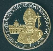 Németország DN "XVI.Benedek - Joseph Ratzinger pápává választása 2005" részben aranyozott Ag emlékérem 28g T:PP