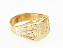 Arany (Au) 14K monogramos pecsétgyűrű, jelzett, méret: 70, nettó: 8,5 g