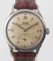 1954 körül, Tissot automatic svájci karóra, másodperc segédkörrel, működik, minimális karcokkal, bőr szíjjal, számlap d: 26 mm