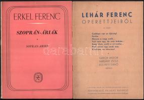 1954-1958 Vegyes kotta tétel, 3 db: Erkel Ferenc: Szoprán-áriák, Lehár Ferenc operettjeiből III. füzet, András Béla: Csipkerózsika. Változó állapotban.