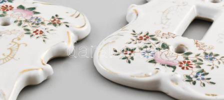 Kalk német porcelán kapcsoló előlap, 2 db, jelzett, matricás, kopásnyomokkal, hajszálrepedéssel, 13×...