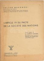 Makowski Juljan: L&#039;article 19 du pacte de la société des Nations. Varsovie, 1933. 59p. Papírkötésben