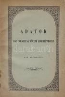 Fáy András: Adatok Magyarország bővebb ismertetésére. (Hasonmás.) (Budapest, 1943. Első Magyar Általános Biztosító Társaság - Posner Grafikai Műintézet Rt.) [6] + 88 p. + 7 t. (kihajtható népesedési táblák). Fáy András (1786-1864) reformkori nemzetgazda (közgazdász), író, a nemzet mindenese az 1840-es években tett javaslatot egy életbiztosító alapítására, azonban belátta, hogy az intézmény felállítását komoly kutatásoknak kell megelőznie. A mintegy tíz évnyi adatgyűjtést követően ebben a munkában egy másfél milliós tömeget felmérő népesedési (születési és halálozási) minta alapján hat osztályba sorolja Magyarország településeit. A hazai statisztikai felmérés egyik fontos alapozó művének hasonmás kiadása. Fűzve, keretdíszes kiadói borítóban. Jó példány.