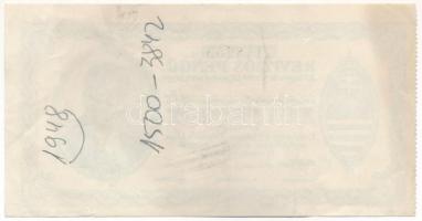 Budapest 1930. "Revíziós Pengő" arcképes változat, kitöltetlen, hátoldalán ceruzás írással...