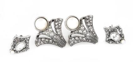 Fém nyaklánc + 2 pár fülbevaló, markazit kövekkel