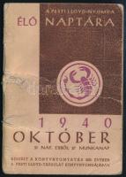 1940 A Pesti Lloyd-Nyomda élő naptára, zsebnaptár, használt, viseltes állapotban