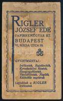 1938 Riegler József Ede Papírneműgyár Rt. zsebnaptár, használatlan, foltos