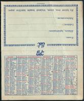 1939 Az Élet kártyanaptára, levélpostai díjszabásokkal