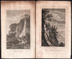 5 db régi svájci tájakat és épületeket ábrázoló metszet (Tell háza, Staubbach vízesés, Gessler torny...