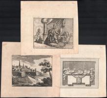 A klérus, a világi rendek, a házasság, a múzsák, erőd (stb.). 7 db rézmetszet, papír, jelzés nélkül....