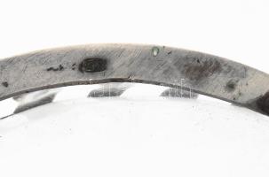 Ezüst (Ag) fűszertartó, eredeti fútt üvegbetéttel, jelzett, 7×8×5,5 cm, nettó: 53,7 g