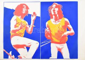 Kelemen Károly (1948): Mick Jagger, 1976. Szitanyomat, papír. Jelezve jobbra lent. Számozott (7/10). 49x64 cm. Mindössze 10 példányban készült, rendkívül ritka pop art gyűjtői darab! / Kelemen Károly (1948): Mick Jagger, 1976. Screenprint on paper. Signed lower right. Numbered (7/10). 49x64 cm. Very rare pop art collector's item!