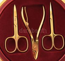 Zepter Solingen aranyszínű manikűr-pedikűr szett (ollók, reszelők, csipesz, stb.), 8 db-os, kagyló f...