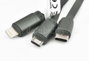 USB 3 az 1-ben átalakító / elosztó, USB-A > USB-C, Micro B, Apple iPhone csatlakozó