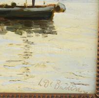 Olvashatatlan jelzéssel: Vitorlások. Olaj, karton. Dekoratív fakeretben. 34x34 cm