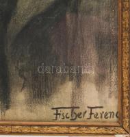 Fischer Ferenc (-), XIX. sz. vége v. XX. sz. eleje: Fiú portré. Szén, papír. Jelzett. Dekoratív, üve...