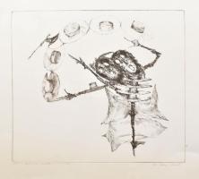 Almásy Aladár (1946-): "Nézd az egyiket valaki megjelölte", 1976. Rézkarc, papír, jelzett, számozott (1/10). 29x32,5 cm