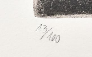 Olvashatatlan jelzéssel, feltehetően német művész, XX. sz. vége: Városkép. Rézkarc, papír. 29×39 cm