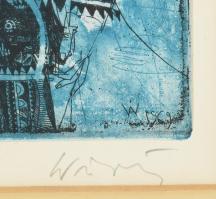 Würtz Ádám (1927-1994): Bartók Béla - A kékszakállú herceg vára. Színes rézkarc, papír, jelzett, üve...