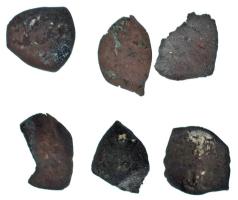 ~12-13. század. 6db-os érmetöredék-tétel a középkorból T:G Hungary ~12th-13th century 6pcs coin fragments from the Middle Ages C:G