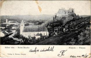 1900 Pöstyén, Piestany; Stibor vára (Beckó vára) a Vágvölgyben. A. Bernas kiadása / Beckovsky Hrad, Povazie / castle ruins in the Váh valley (EB)