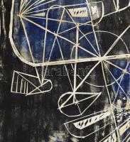 Carl Rabus (1898-1983): Absztrakt kompozíció, 1950-es évek. Monotípia, papír, jelzett, törésnyomokka...