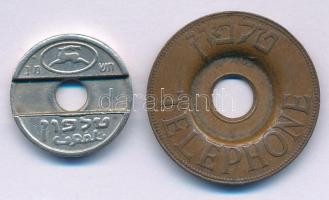 Izrael 1953-1966. Telefon bárca (Asimon) (2xklf) T:XF 
Israel 1953-1966. Telephone token (Asimon) (...