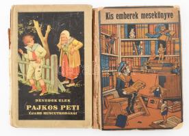 2 db régi mesekönyv: Kozma Imre: Kis emberek mesekönyve. 48 képpel. Bp., én., Magyar Keresk. Közlöny Hírlap- és Könyvkiadó-Vállalat (Tolnai Világlapja Műintézet). Kiadói kartonált papírkötés, sérült és hiányzó gerinccel, sérült borítóval, laza kötéssel, címlapon régi ajándékozási sorokkal és névbejegyzéssel. + Benedek Elek: Pajkos Peti ujabb huncutkodásai. Bp., é.n., Dante. Kiadói kartonált papírkötés, sérült és hiányzó gerinccel, kopot és foltos borítóval, laza kötéssel, címlapon korabeli névbejegyzéssel.