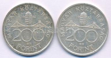 1992. 200Ft Ag "MNB" (2x) T:AU,XF patina Adamo F13