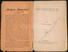 Gracza György: 1848. márczius 15. Magyar Könyvtár 32. Bp., Lampel Róbert. Kiadói szakadt papírkötés,...